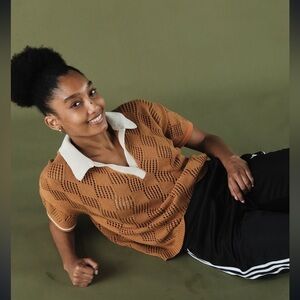 The Endery Rugby Knit Short Sleeve Sweater Size XL/XXL